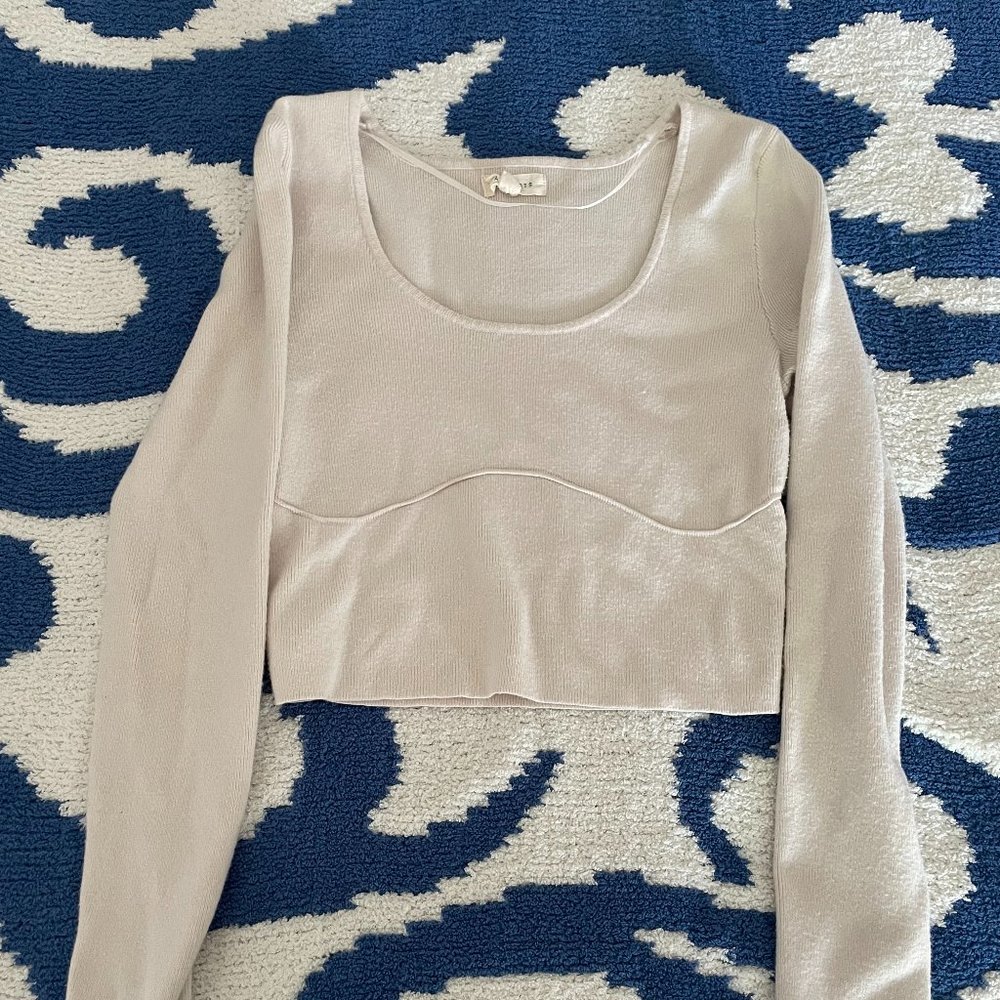 LA Hearts Cream Long Sleeve Sweater